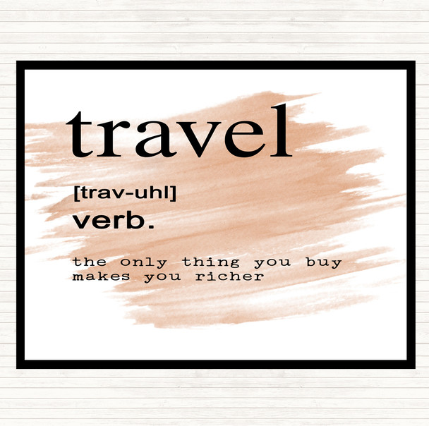 Watercolour Word Definition Travel Quote Placemat