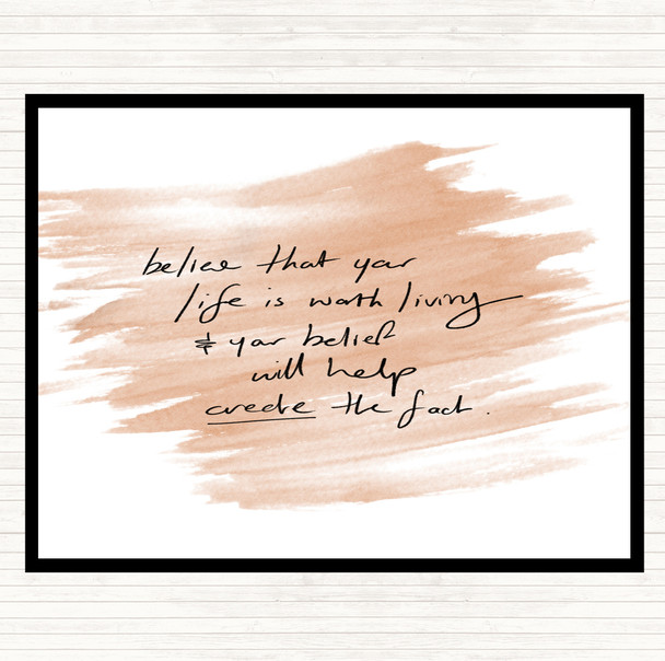 Watercolour Worth Living Quote Placemat