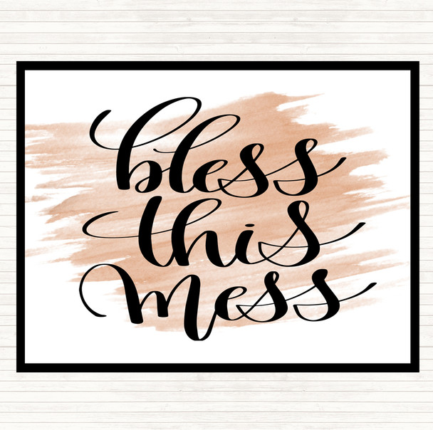 Watercolour Bless This Mess Quote Placemat