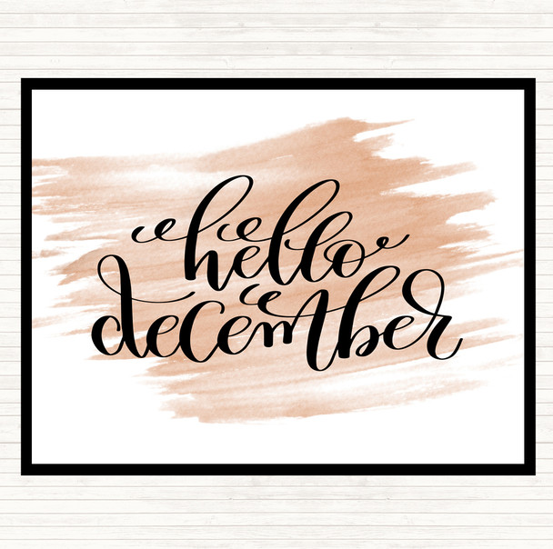 Watercolour Christmas Hello December Quote Placemat