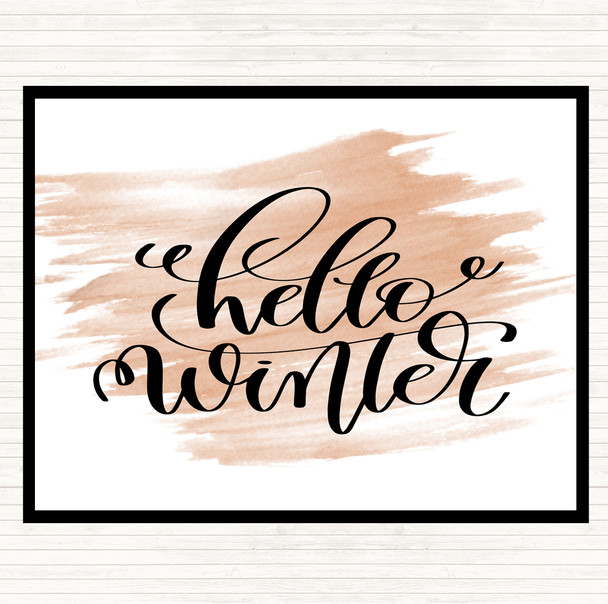Watercolour Christmas Hello Winter Quote Placemat