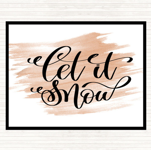 Watercolour Christmas Let It Snow Quote Placemat