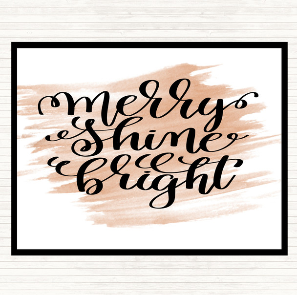 Watercolour Christmas Merry Shine Bright Quote Placemat