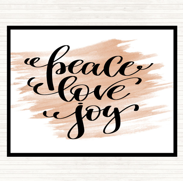 Watercolour Christmas Peace Love Joy Quote Placemat