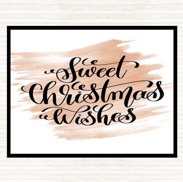 Watercolour Christmas Sweet Xmas Wishes Quote Placemat