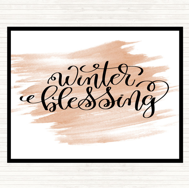 Watercolour Christmas Winter Blessing Quote Placemat