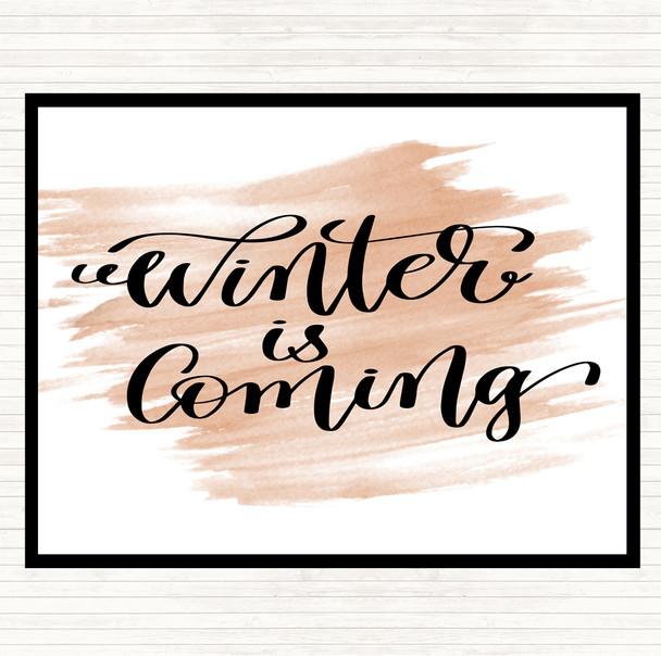 Watercolour Christmas Winter Is Coming Quote Placemat