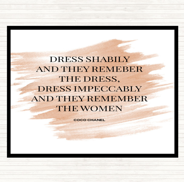 Watercolour Coco Chanel Dress Quote Placemat