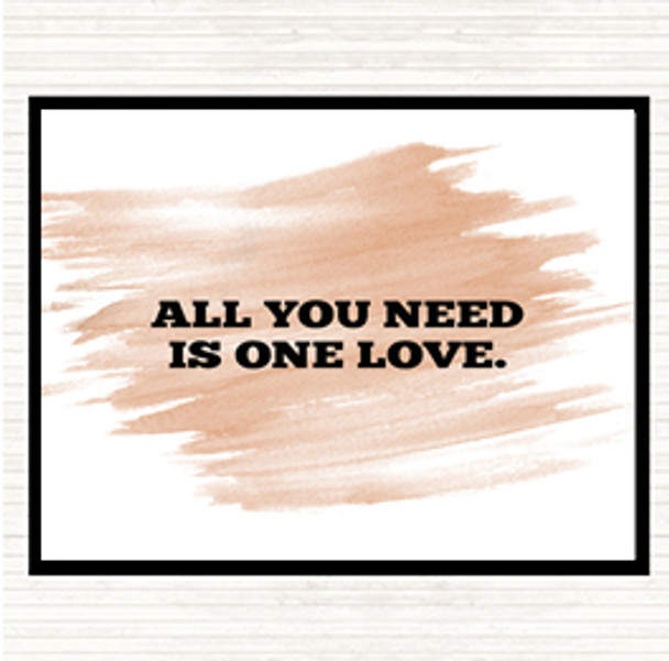 Watercolour All You Need Is One Love Quote Placemat