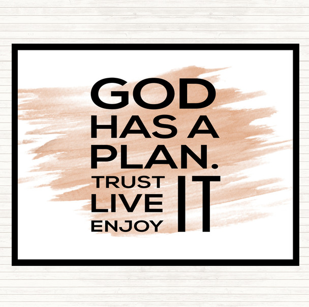 Watercolour God Has A Plan Quote Placemat