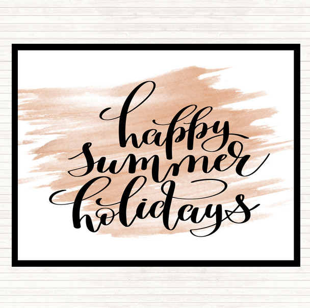 Watercolour Happy Summer Holidays Quote Placemat