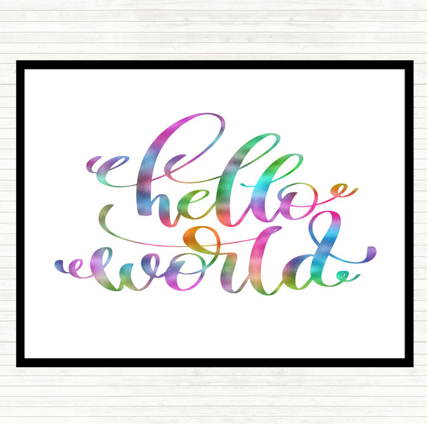 Hello World Swirl Rainbow Quote Placemat