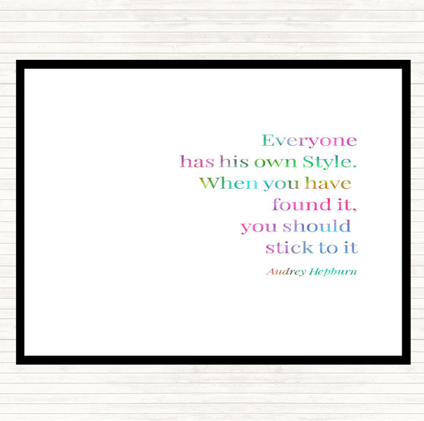 Audrey Hepburn Own Style Rainbow Quote Placemat