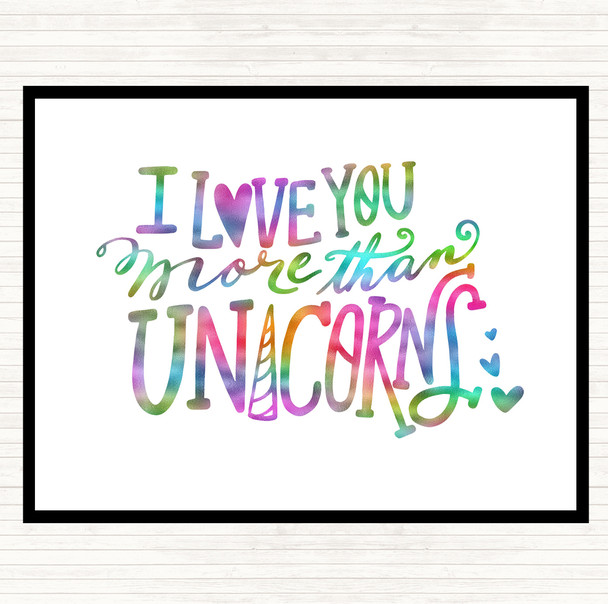 I Love You Unicorn Rainbow Quote Placemat