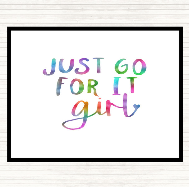 Just Go For It Girl Rainbow Quote Placemat