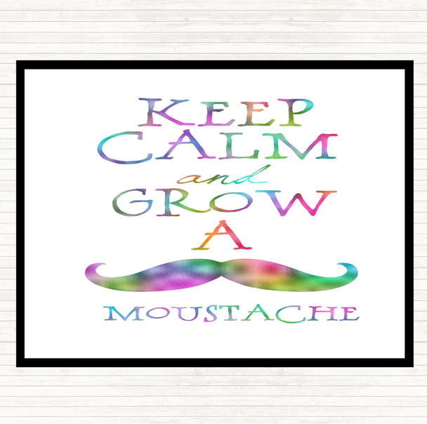 Keep Calm Grow Mustache Rainbow Quote Placemat