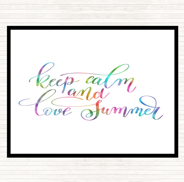 Keep Calm Love Summer Rainbow Quote Placemat