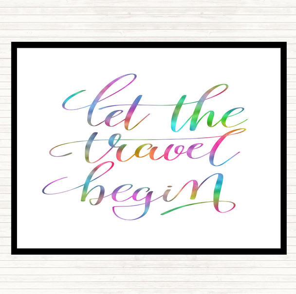 Let The Travel Begin Rainbow Quote Placemat