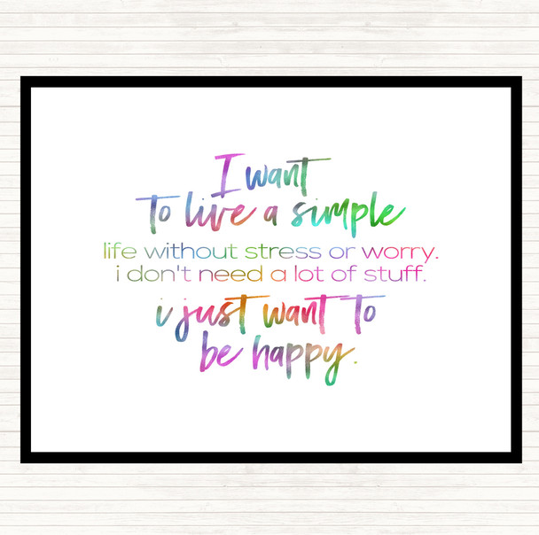 Live A Simple Life Rainbow Quote Placemat