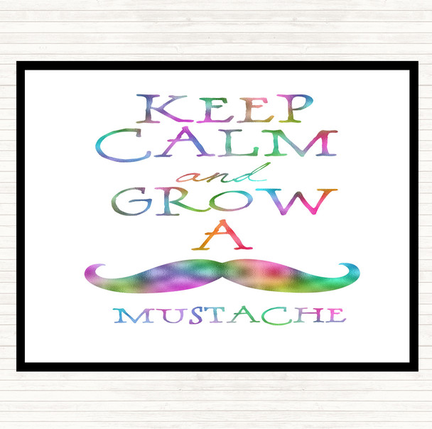 Mustache Keep Calm Rainbow Quote Placemat
