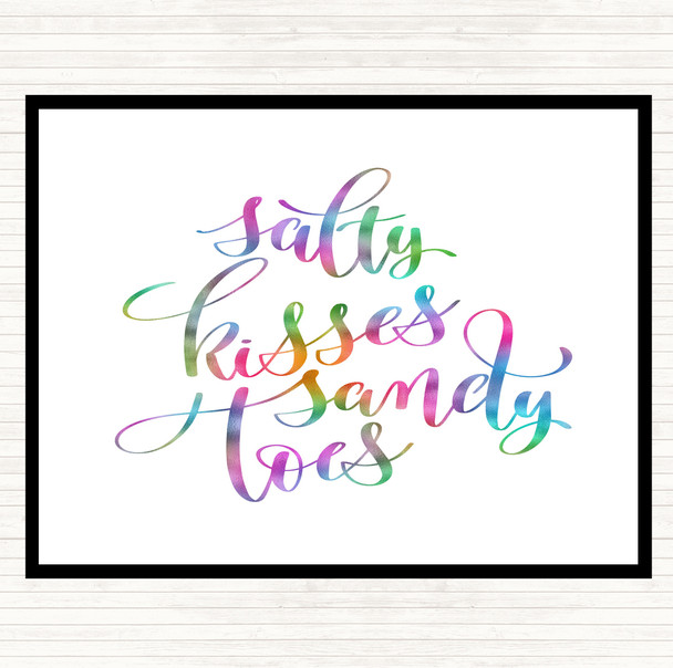 Salty Kisses Sandy Toes Rainbow Quote Placemat