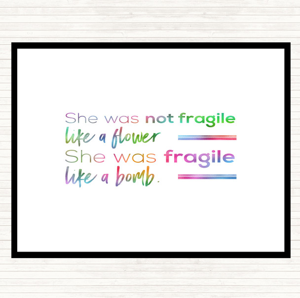 She Was Not Fragile Rainbow Quote Placemat