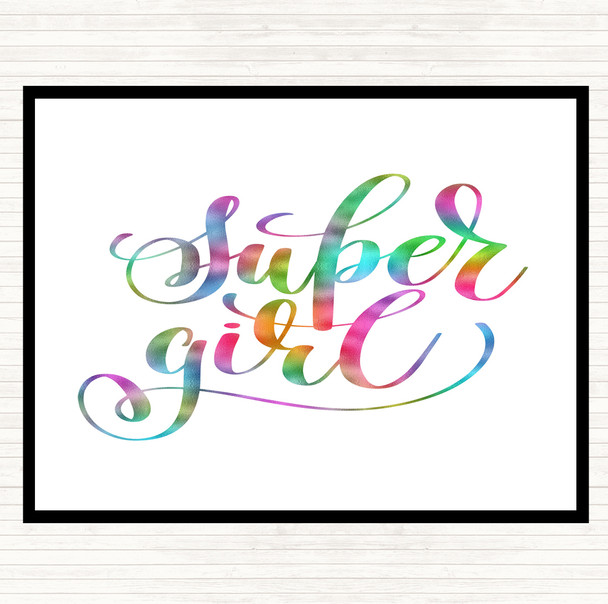 Super Girl Rainbow Quote Placemat