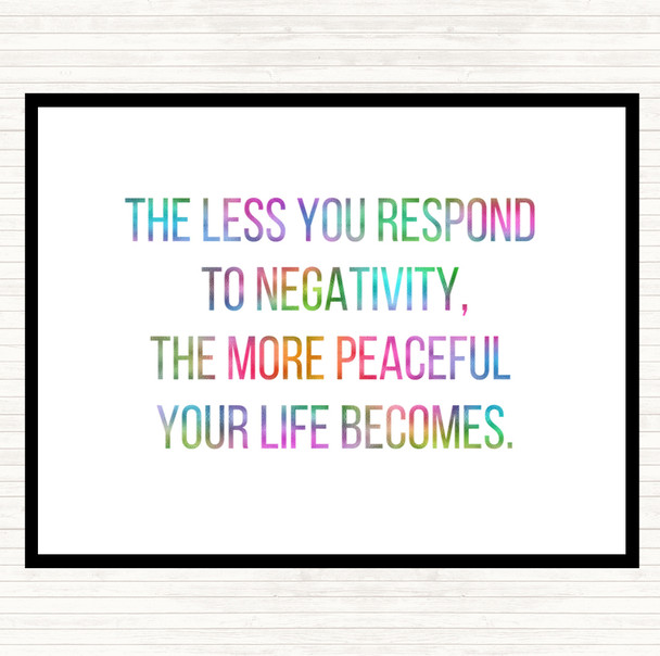 The Less You Respond To Negativity Rainbow Quote Placemat