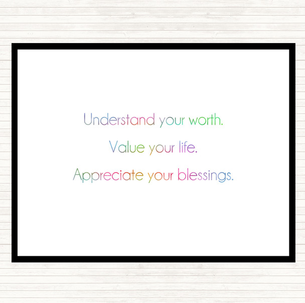 Understand Your Worth Rainbow Quote Placemat