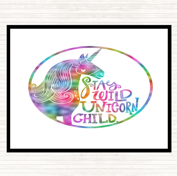 Wild Unicorn Stay Rainbow Quote Placemat