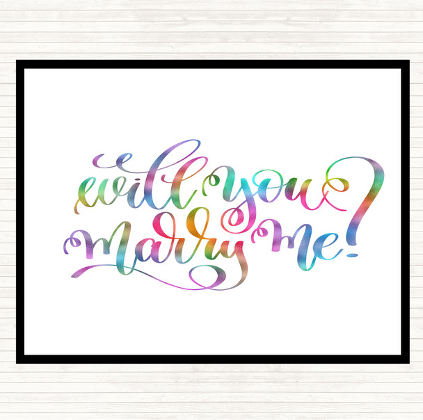 Will You Marry Me Rainbow Quote Placemat