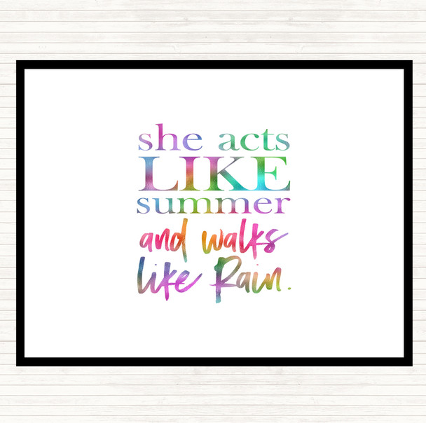 Acts Like Summer Rainbow Quote Placemat