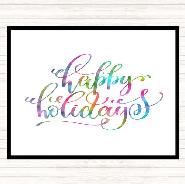 Christmas Happy Holidays Rainbow Quote Placemat