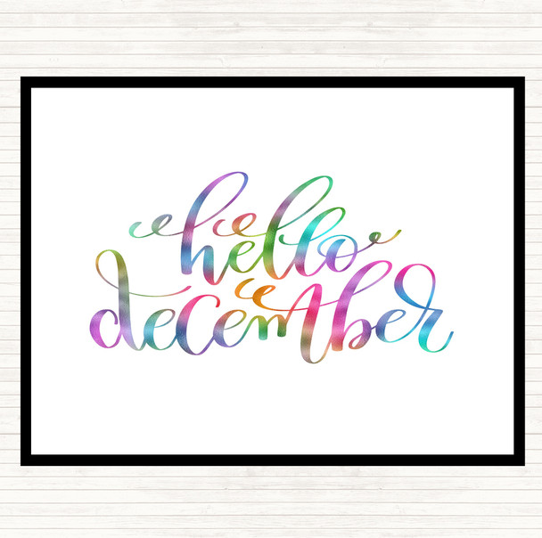 Christmas Hello December Rainbow Quote Placemat