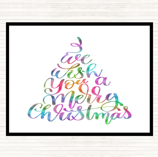 Christmas I Wish You A Merry Xmas Rainbow Quote Placemat
