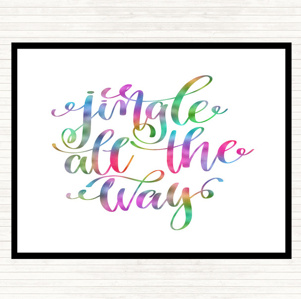 Christmas Jingle All The Way Rainbow Quote Placemat