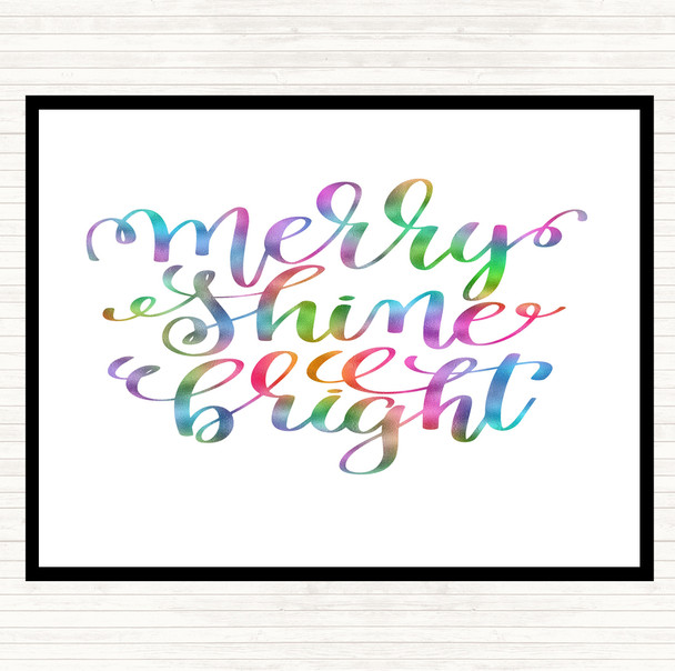 Christmas Merry Shine Bright Rainbow Quote Placemat
