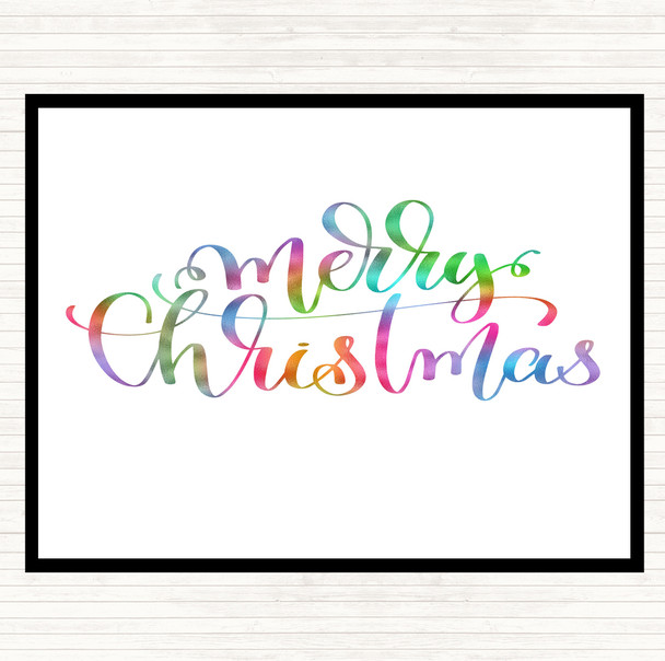 Christmas Merry Xmas Rainbow Quote Placemat