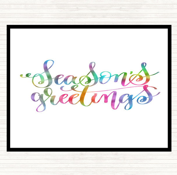 Christmas Seasons Greetings Rainbow Quote Placemat