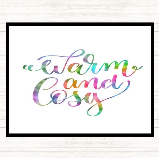 Christmas Warm And Cosy Rainbow Quote Placemat