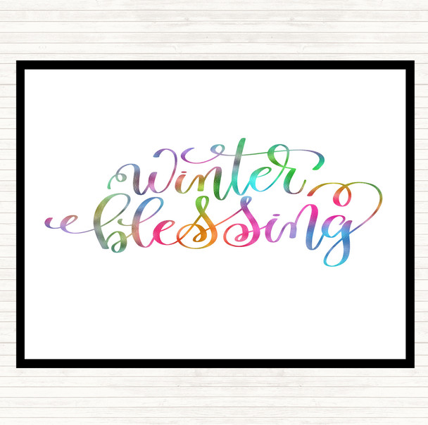 Christmas Winter Blessing Rainbow Quote Placemat