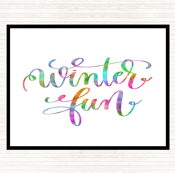 Christmas Winter Fun Rainbow Quote Placemat