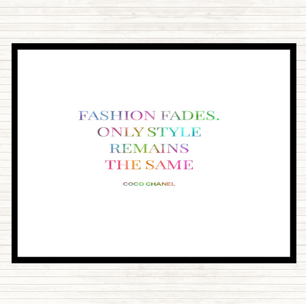 Coco Chanel Fashion Fades Rainbow Quote Placemat
