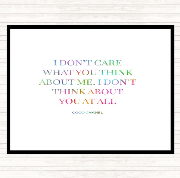 Coco Chanel I Don't Care What You Think Rainbow Quote Placemat