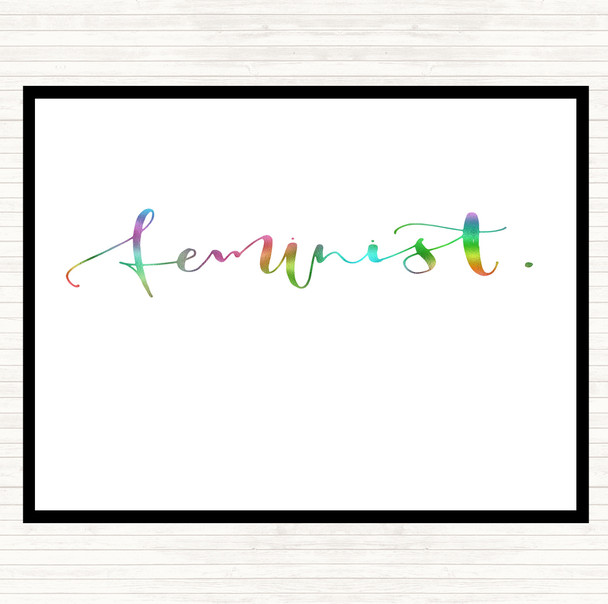 Feminist Swirly Rainbow Quote Placemat
