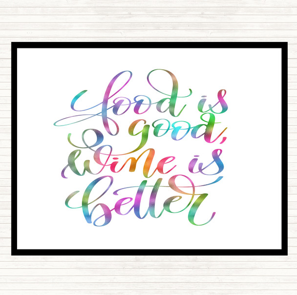 Food Good Wine Better Rainbow Quote Placemat