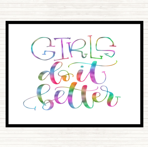 Girls Do It Better Rainbow Quote Placemat