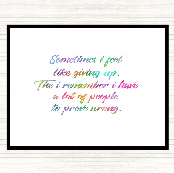 Giving Up Rainbow Quote Placemat