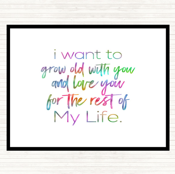 Grow Old Rainbow Quote Placemat