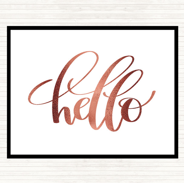 Rose Gold Hello Swirl Quote Placemat